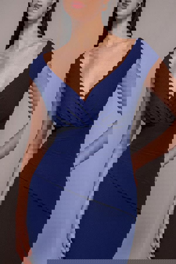 Bardot Pleated Maxi Dress - Navy Blue DR1092