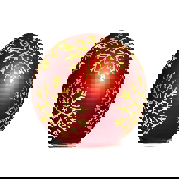 Samuel Alexander 15cm Battery Operated Light up Snowflake Glass Ball in Red with Warm White LEDs