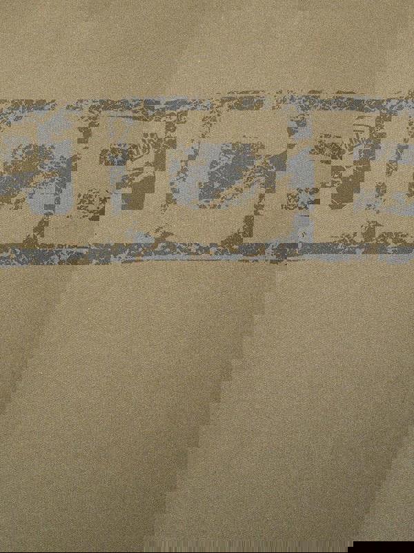 JCB Crew Trade Mens Work Pull Over Sweat Shirt, close-up of the logo printed on a beige fabric.