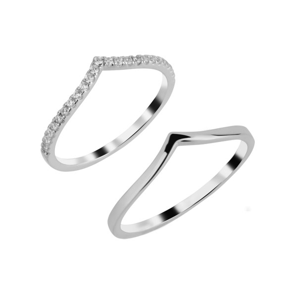 Spero London Sterling Silver Wishbone Stacker V Ring Set