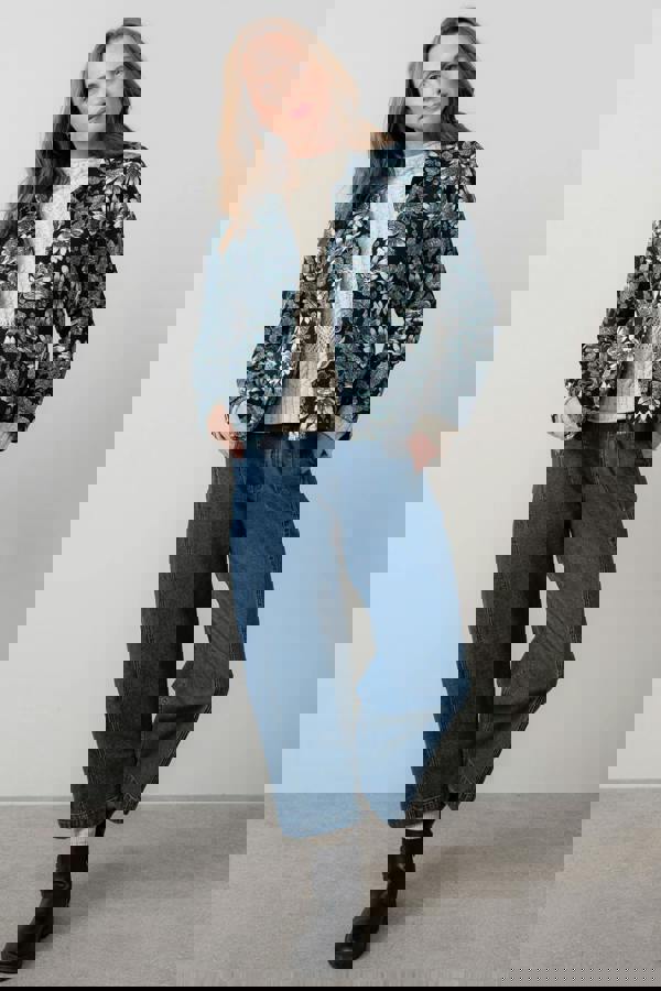 Lily & Me Ash Cotton Cord Printed Jacket Navy