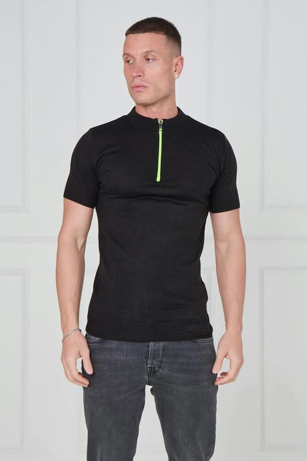Half Zip Soft Knit Top – Black