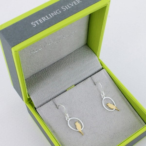 Sterling Silver Single Bird Drop Earrings - Reeves & Reeves