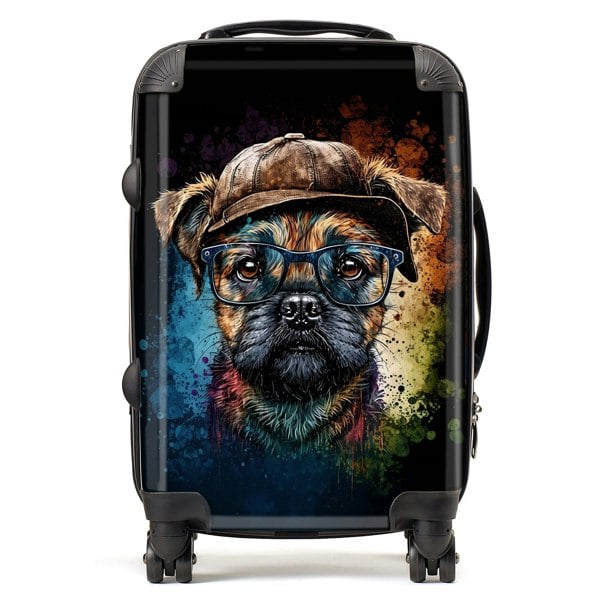 Warren Reed Border Terrier Dog Face Splashart Suitcase