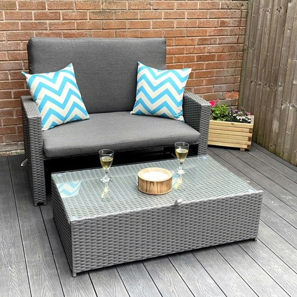 Outdoor Living Oasis 2 Seater Garden Patio Outdoor Rattan Furniture Sofa Sun Lounger Daybed