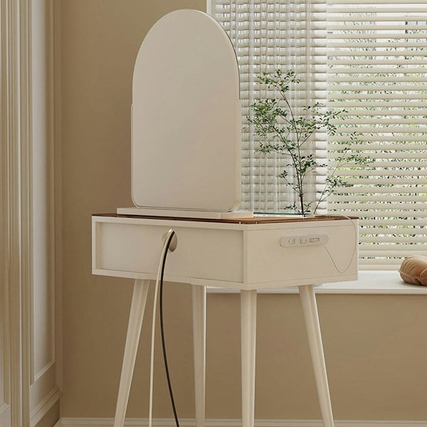 Aisha Slimline Dressing Table For Narrow Space, Cream-Rit Concept-Rit Concept