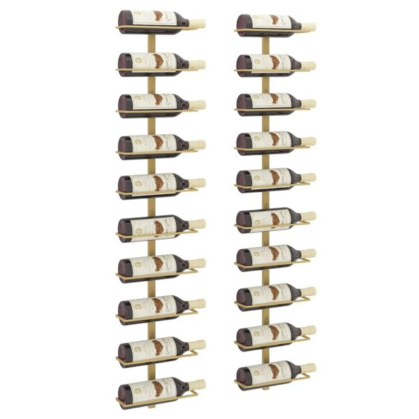 Berkfield Wall-mounted Wine Rack for 10 Bottles 2 pcs Gold Metal