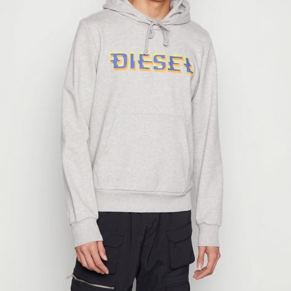 Diesel Pixel Logo S-GINN K27 Hoodie - Grey Marl