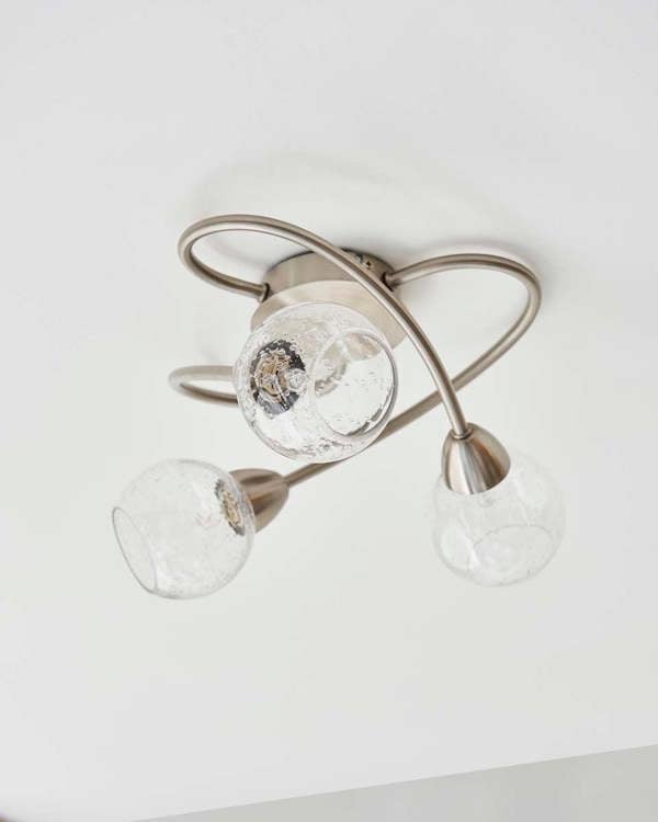 Pagazzi Lighting Callen Satin Nickel 3 Light Flush Ceiling Light