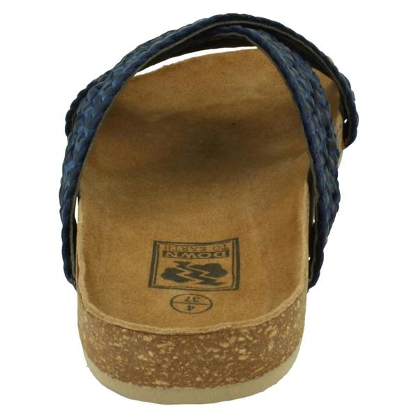 Down to Earth Ladies Down To Earth Leather X Strap Mule Sandals F00429