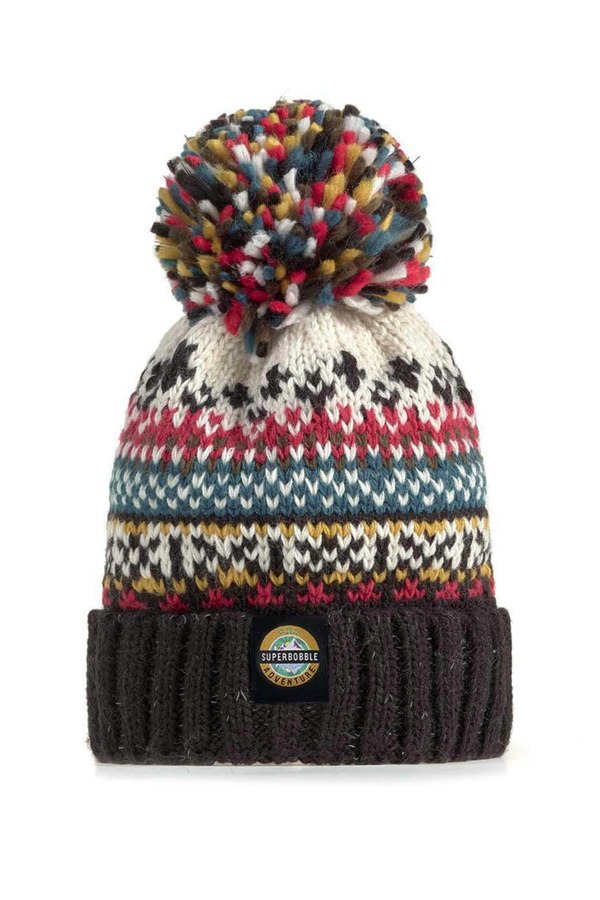 SuperBobble Kids Nordic Knit Beanie Bobble Hat - Jet Black