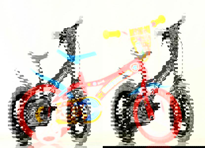 Dino Paw Patrol Kids Bike with 12" Wheels and Stabilisers
