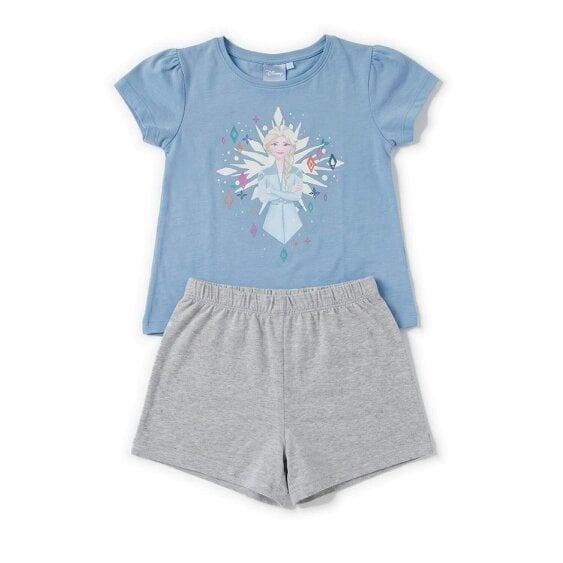 Onomato! Disney Frozen Elsa Girls' 2 Piece 100% Cotton Pyjama Set Age 7-8 Blue