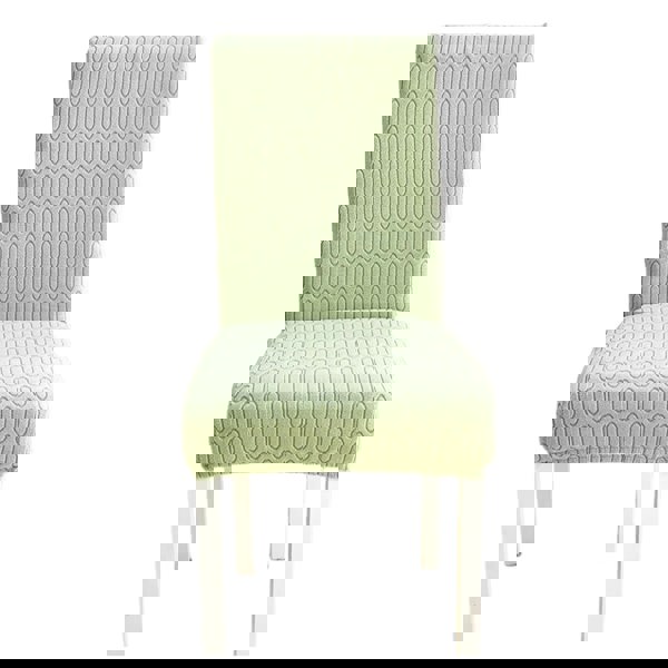 Anyseat Chair Cover Light Green Wavey Lines Design with Elastic Material for Dining Room Kitchen Wedding Hotel Banquet Restaurant