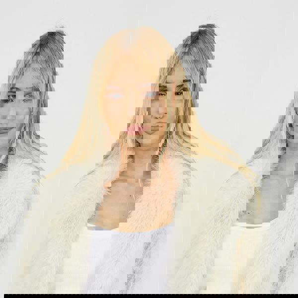 Brave Soul Cream Tinsel Faux Fur Jacket - Cream Image 4