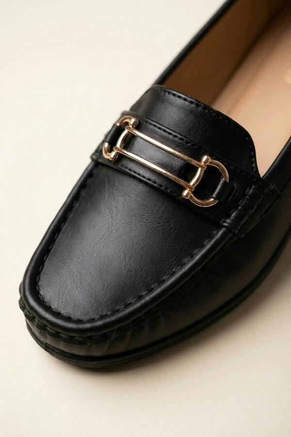 Constance Faux Leather Wedge Loafers - Black