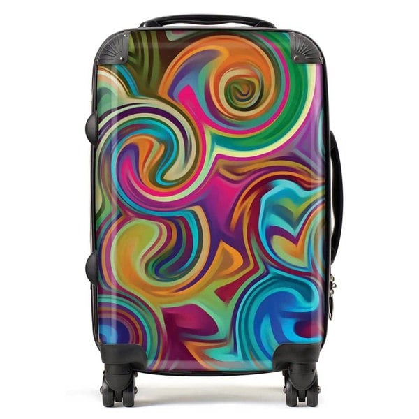 Warren Reed Colourful Wave Pattern Suitcase