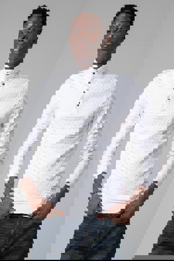 ENORSIA Textured Pattern High Neck Sweatshirt