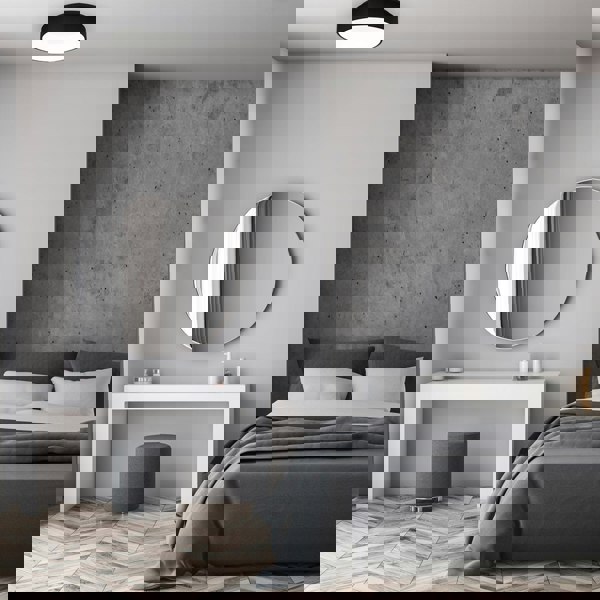 Milagro Ohio LED Flush Ceiling Lamp In Stylish Matt Black 24W(122W) With A Diameter of 45CM