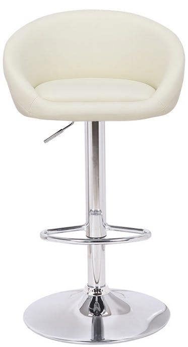 Lamboro Luca Single Kitchen Bar Stool, Chrome Footrest, Height Adjustable Swivel Gas Lift, Breakfast Bar & Home Barstool, Cream