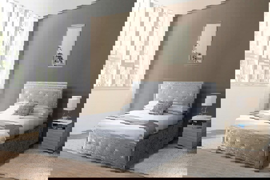 Comfy Living Colorado Fabric Diamante Ottoman Bed Frame - Stylish Storage Solution for Your Bedroom