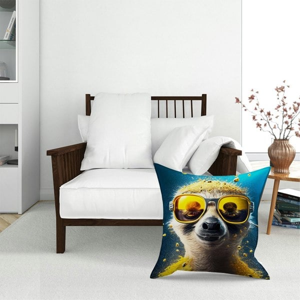 Warren Reed Meerkat With Golden Glasses Splashart Floor Cushion