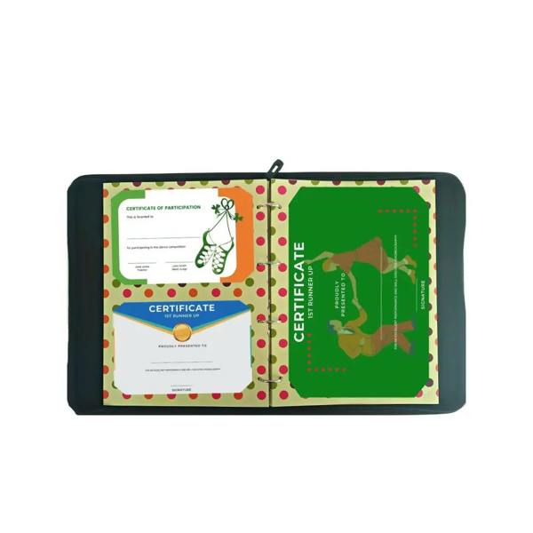Giraffe design green and orange certificate holders for proud moments