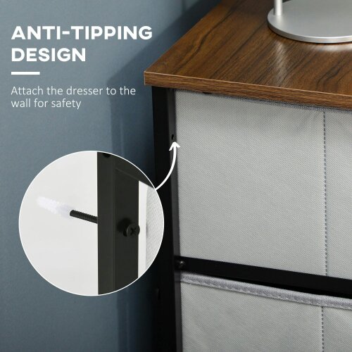 Wyld Haus Hava Metal And Fabric Grey 6 Drawer Industrial Storage Chest With Steel Frame