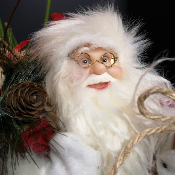 Samuel Alexander 30cm Battery Operated Red Standing Light up Santa Claus with Brown Woven Sack