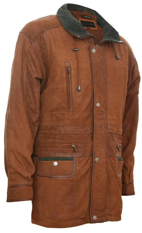 Infinity Leather Mens Nubuck Leather Parka Coat-Winnipeg