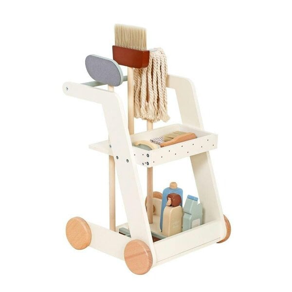 HYGRAD BUILT TO SURVIVE HYGRAD Kids Wooden Cleaning Set Toy Cart Kids Role Play Janitor Cleaning Set Household Pretend Play Childrens Toy Gift Ages 3+