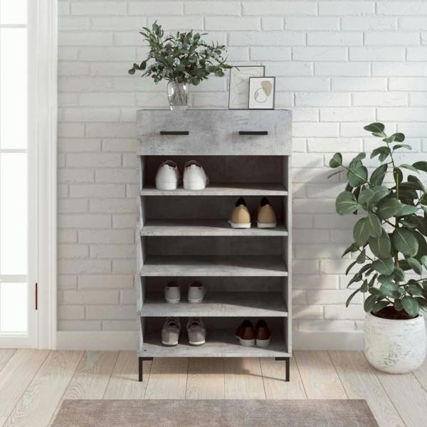 Berkfield Shoe Cabinet Concrete Grey 60x35x105 cm Engineered Wood