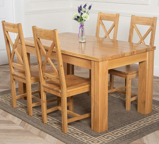 That's Furniture Dakota Medium Oak Dining Table with Berkeley Oak Chairs