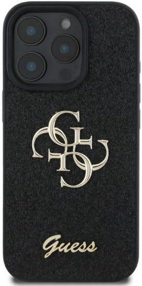 Guess PU Fixed Glitter 4G Metal Logo Case for iphone  16 Pro 6.3" Black - GUHCP16LHG4SGK