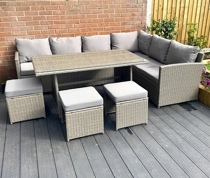 Outdoor Living The Knutsford 9 Seat Corner Rattan Dining Set