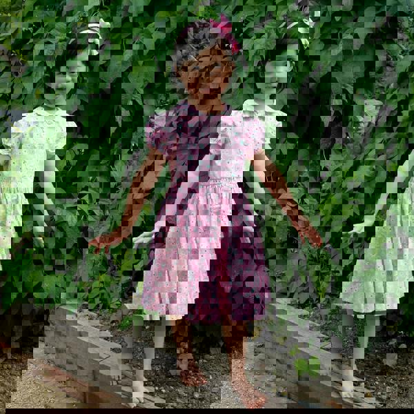 Rachel Riley Pink Daisy Button-front Dress