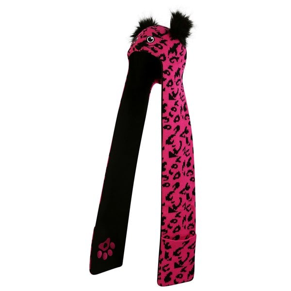 Dare 2B Childrens/Kids Snowplay Leopard Print 3 in 1 Hat Scarf - Pure Pink/Black