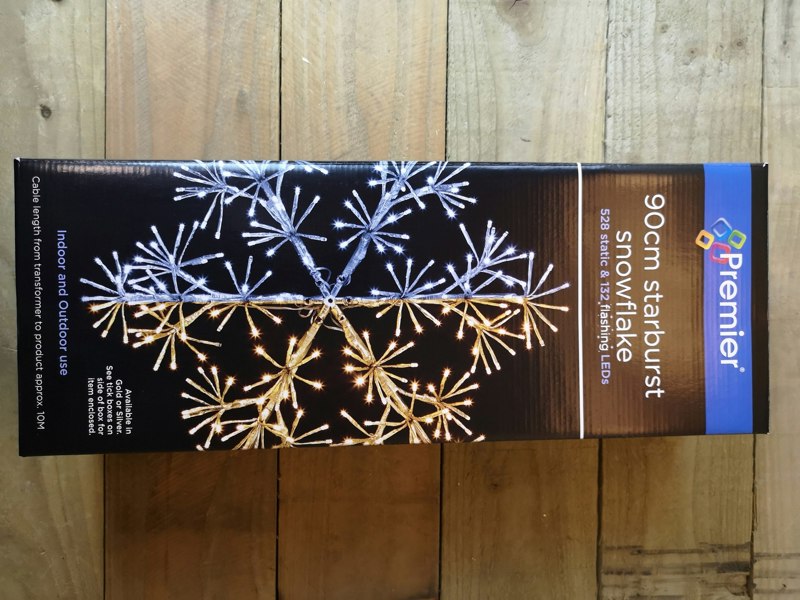 Samuel Alexander Premier 90cm Gold Starburst Snowflake Wall Window Decoration With 660 Warm White LEDs