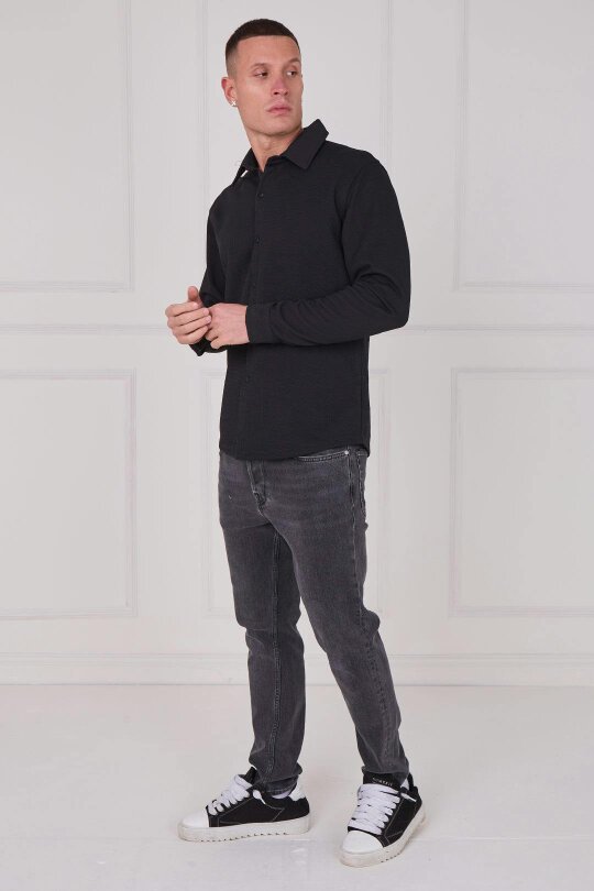Men's Textured Button-Up Shirt