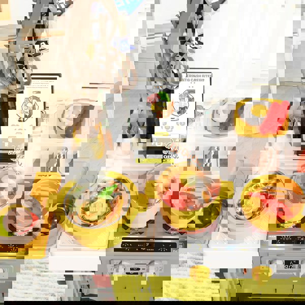 deAO Toys Kids Play Kitchen Fried Chicken Shop Pretend Food Truck with Lights