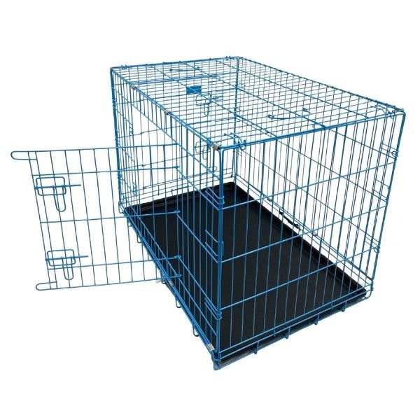 HugglePets Pink / Blue Dog Cage with Plastic Tray