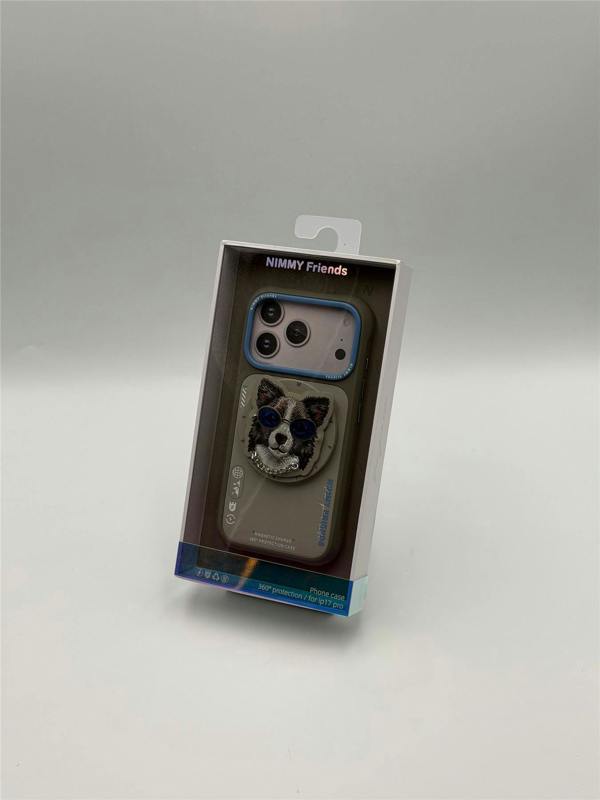 Nimmy Friends Nimmy Glasses Cool Dog Face Case with Detachable MagSafe Grip Stand for iPhone 17 Pro 6.3" Grey Blue - N-YJKM-CXZJ-IP17-PRO-028
