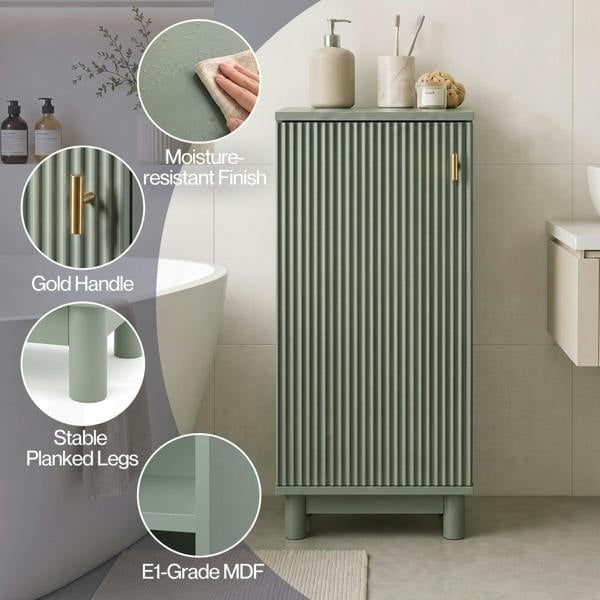 Levede Tall Bathroom Cabinet Narrow Storage Cupboard Adjustable Fluted 3 Tier