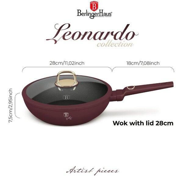 Berlinger Haus Wok with lid, 28 cm Berlinger Haus BH8034 Leonardo