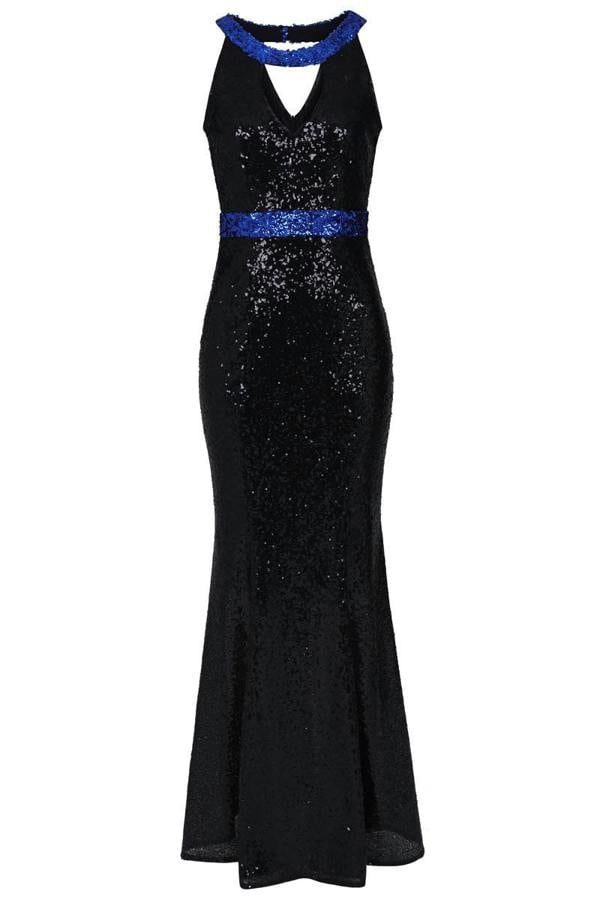 HotSquash Sequin Maxi Keyhole Dress
