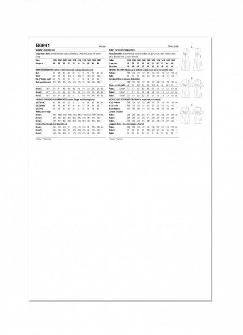 Butterick Sewing Pattern 6941, Dresses for Women, W2 (20W-22W-24W-26W-28W) - Intermediate