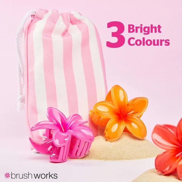 Brushworks Bright Flower Claw Clips - 3 Pack