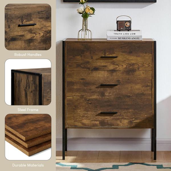 Vida Designs Brooklyn 3 Drawer Chest, Dark Wood