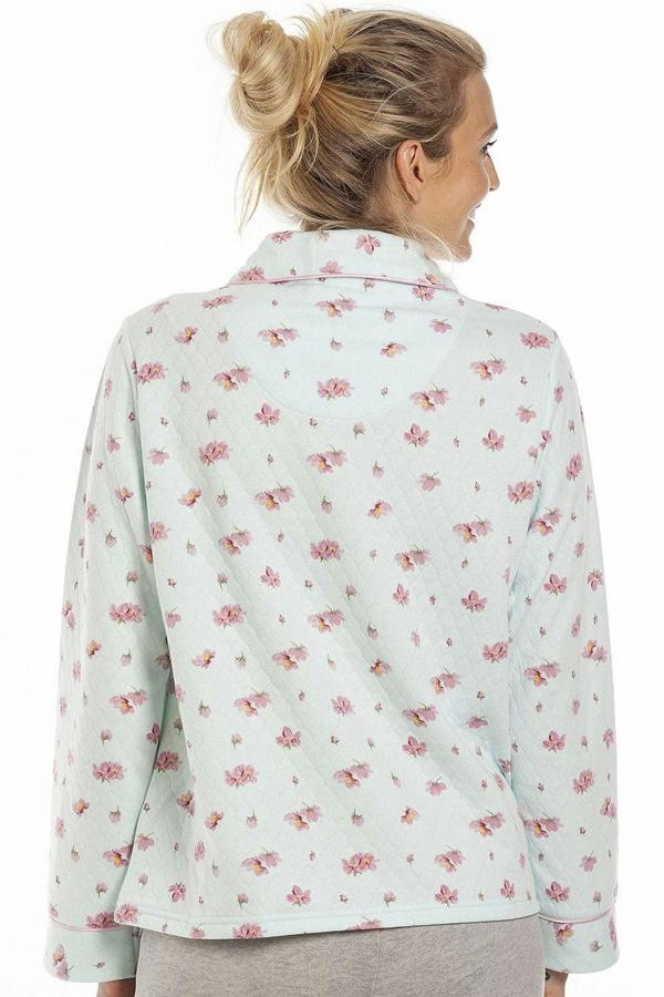 Womens Floral Print Mock Quilt Bed Jacket