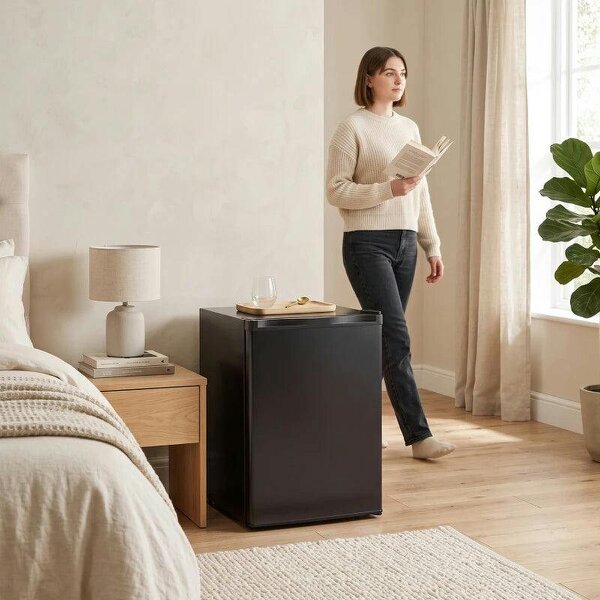 73 L Mini Fridge with Chiller Box, Single Door Compact Refrigerator, Adjustable Thermostat, Reversible Door, Black